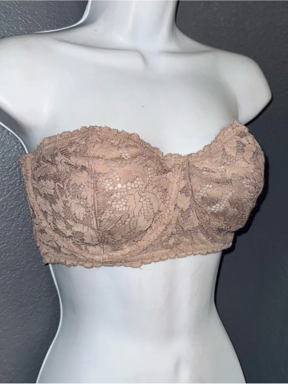 Intimately Free People FP Women's Strapless Lace Beige Brown Bralette 36DD